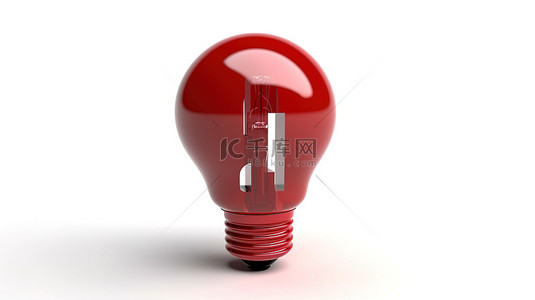 红色复古灯泡字母在背景上隔离的白色 3D 渲染中拼出“想法”