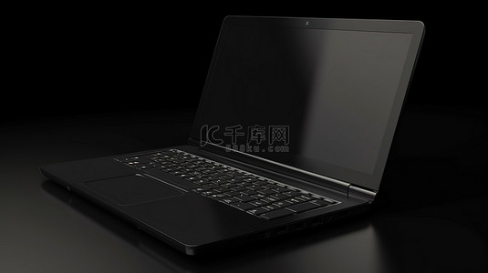 商务触摸屏背景图片_时尚轻薄的 3d 黑色笔记本电脑