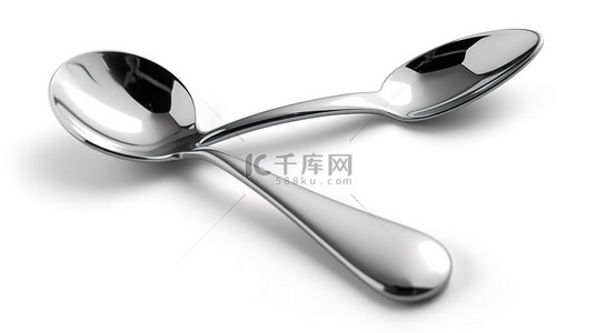 叉子和勺子背景图片_白色背景上孤立的叉子和勺子的 3d 渲染