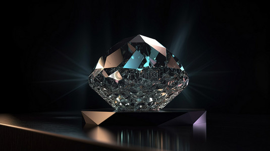 黑色宝石背景背景图片_黑色讲台背景，带有 3D 渲染的抽象钻石宝石