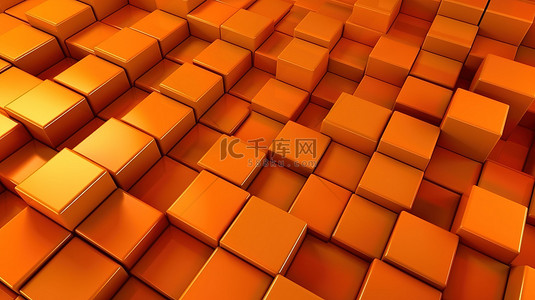 橙色瓷砖背景的 3d 渲染