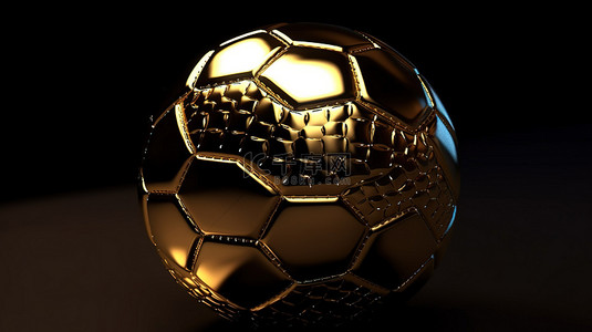 金戈戈logo背景图片_金色足球的闪闪发光的 3D 渲染