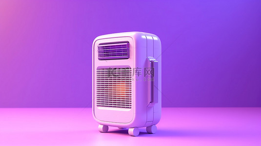 空气降温背景图片_充满活力的紫色背景下便携式空调的 3D 渲染