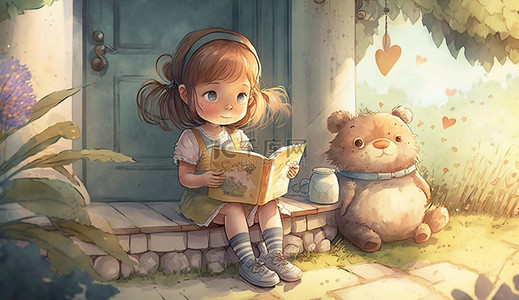 儿童阅读小熊可爱背景