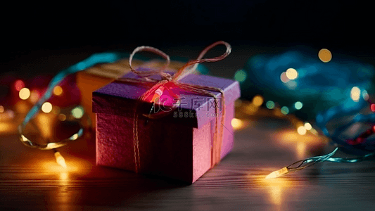 圣诞树礼物盒背景图片_节礼日礼物盒玫红色夜晚背景