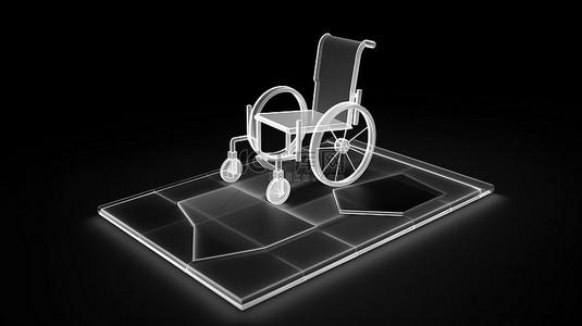 残疾人图标背景图片_3D 渲染单色图标可访问低视力符号