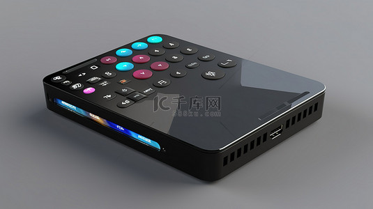 iptv电视背景图片_具有 3D 概念 LED 菜单屏幕和远程通过云传输信息的智能 iptv 电视盒