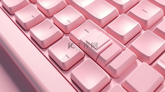 具有 3D 渲染功能的简约粉色和柔和抽象技术键盘
