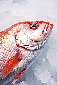 冰上嬉戏背景图片_一条鱼躺在冰上