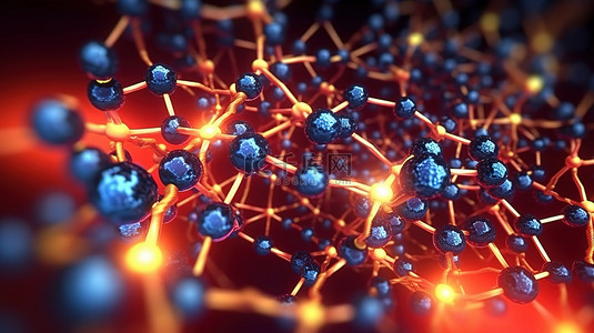 低多边形与原子相遇网格背景上分子的引人注目的 3D 插图