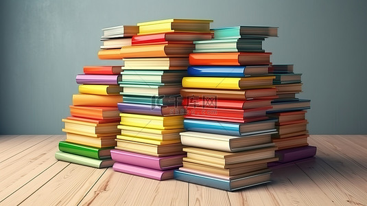学习时背景图片_一叠色彩缤纷的教科书，非常适合返校时使用