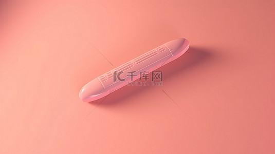 粉红色背景的 3D 渲染，具有阳性塑料妊娠测试