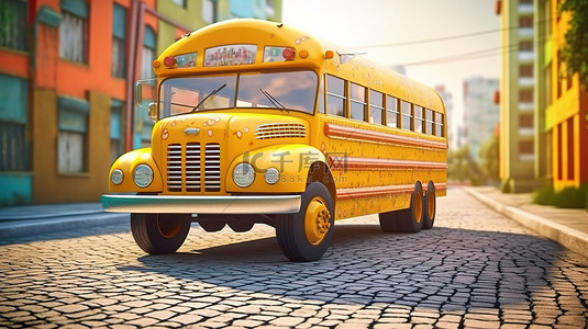 上学学生背景图片_运送学生上学的黄色校车插图