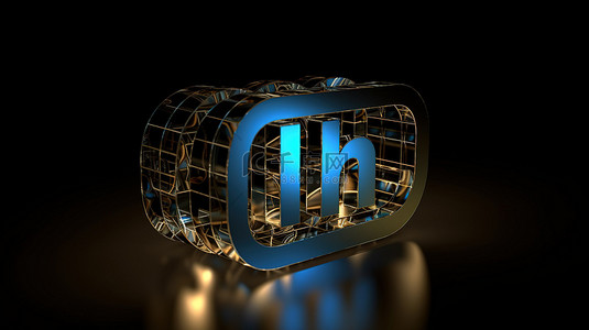 黑色背景上 linkedin 标识的 3D 插图