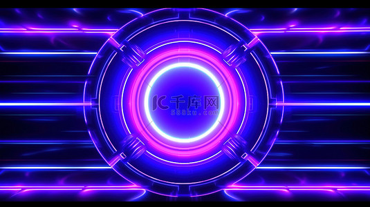 vj背景图片_3d 渲染中充满活力的蓝紫色圆圈 led vj 背景
