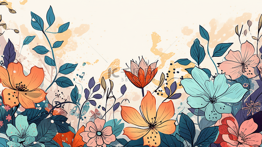 花卉插画边框背景