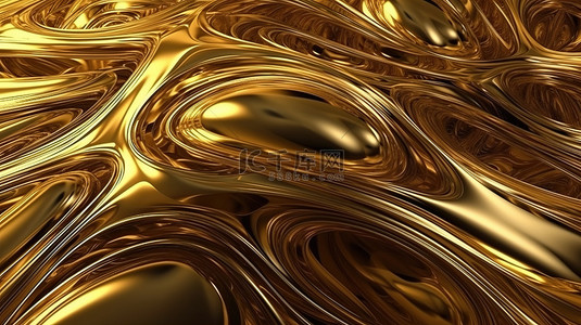 抽象 3D 渲染背景中的金色纹理