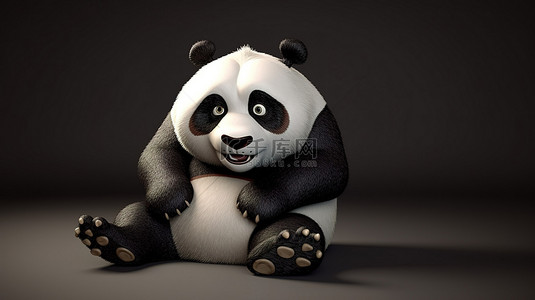 3d 渲染图像中有趣的熊猫