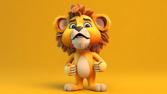 狮子动物背景图片_戴着面具的异想天开的 3d 狮子角色