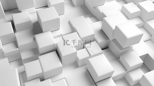 模板ppt背景图片_以白色几何方形形状为背景的 3d 插图