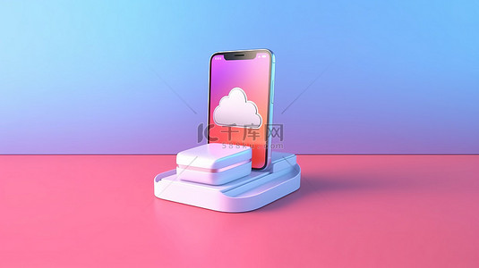 手机软件交友背景图片_可在智能手机上访问的云存储的 3D 渲染