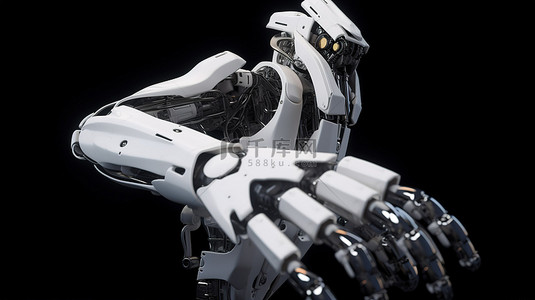 张开手臂背景图片_3D 渲染中张开手掌的机器人手