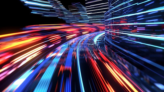 未来数字镜头中高速交通的无缝循环 3D 动画