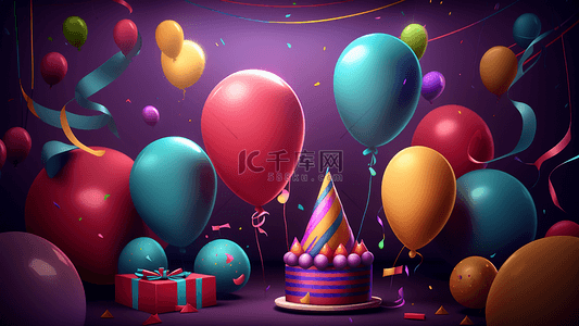 生日彩色气球背景