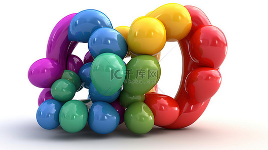 年份顺序背景图片_彩虹气球的 3d 插图，按字母顺序从 a 到 z 组的 26 个字母隔离在白色背景上