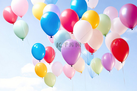 天空中的气球背景图片_天空中的彩色气球