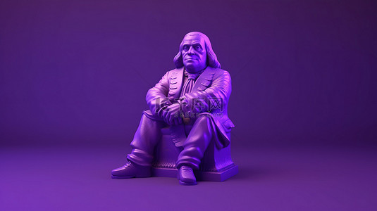 富兰克林剪影的紫色背景 3d 渲染