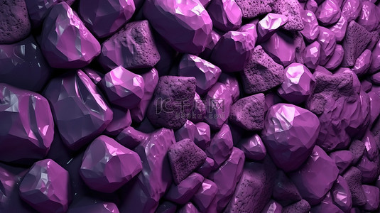 抽象的紫色岩墙令人惊叹的 3D 渲染