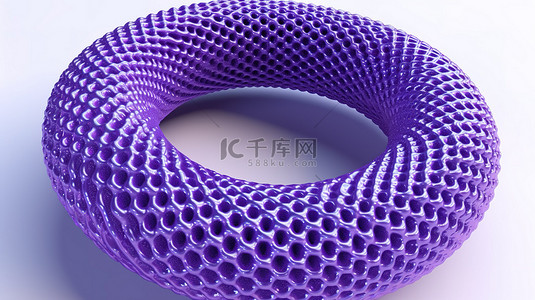 白色背景在 3D 渲染中展示紫色圆环