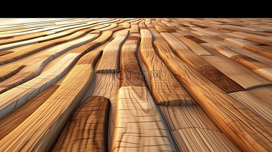 以独特的视角对木质纹理上的自然图案进行 3D 渲染插图