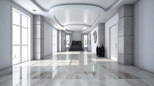 入口大厅背景图片_时尚现代的入口大厅，具有 3D 渲染的简约风格
