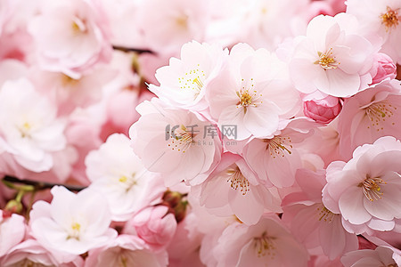 春天粉色樱花背景图片_许多花朵的特写视图