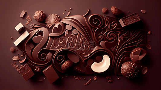 美食插画背景背景图片_巧克力甜点创意插画背景