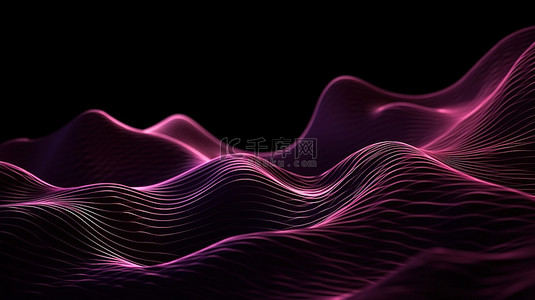 运动隔离中充满活力的紫色 3d 抽象波浪和线条流