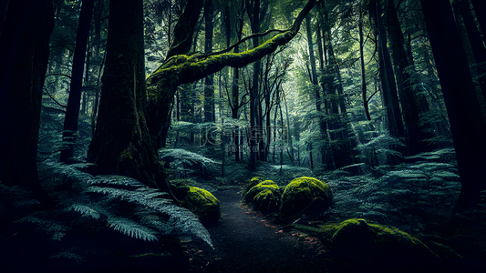 森林深处小路背景