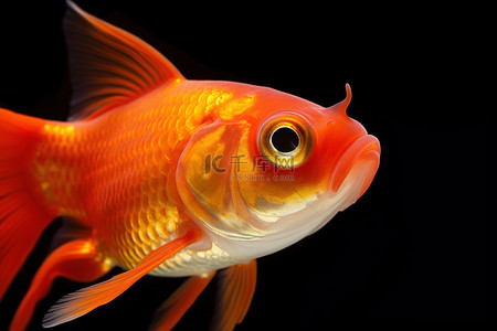 一条有眼睛的橙色金鱼