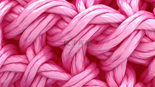 3d 超现实主义抽象背景中编织粉红色线的特写