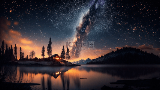 月亮梦幻背景图片_夜晚星空背景