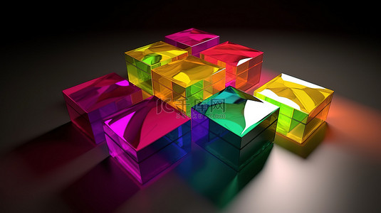 礼字背景图片_3D 渲染中充满活力的礼品盒
