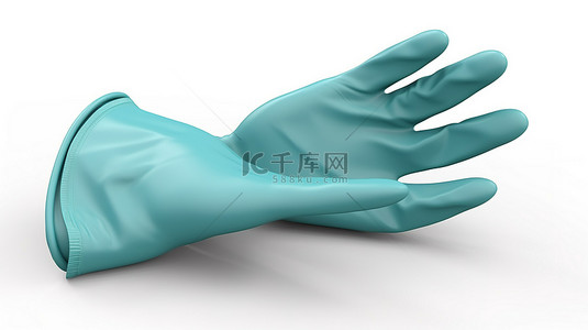 白色手套手背景图片_带有剪切路径的医用手套的白色背景隔离 3D 渲染
