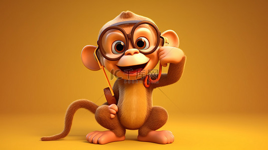 活泼猴子背景图片_活泼的猴子卡通3D模型