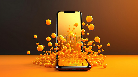 媒体icon背景图片_带有聊天气泡的智能手机的 3D 渲染插图