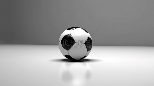 数字创建的灰色表面上投射阴影的单色足球