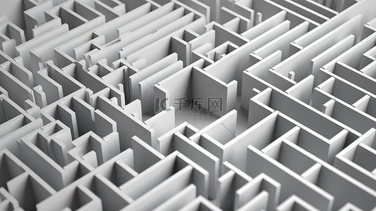 等距迷宫立方体概念白色背景上迷宫的抽象 3D 插图