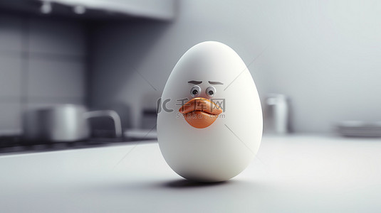 厨师鸡蛋与无边礼帽的 3D 渲染