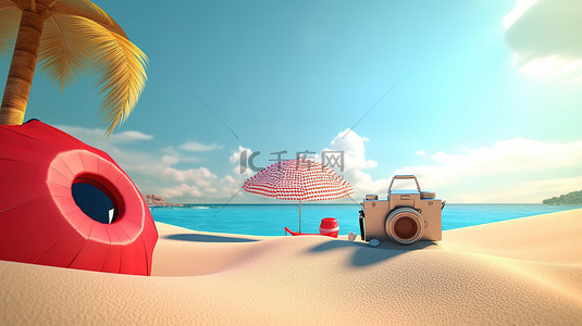 海边度假的 3d 插图